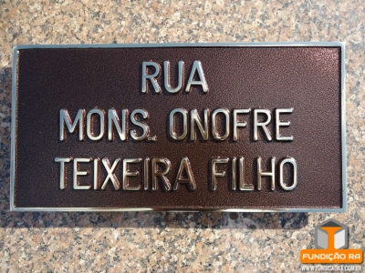 Placa Identificação de Rua Modelo Reto em Bronze