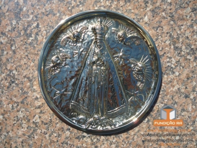 Medalhão Nossa Senhora da Aparecida em Bronze Polido